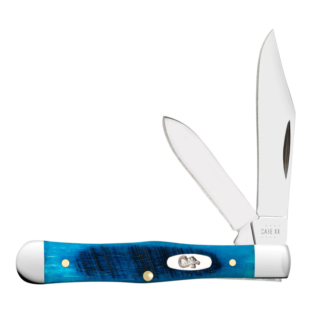 Case Caribbean Blue Bone Sawcut Jig Small Swell Center Jack Knife