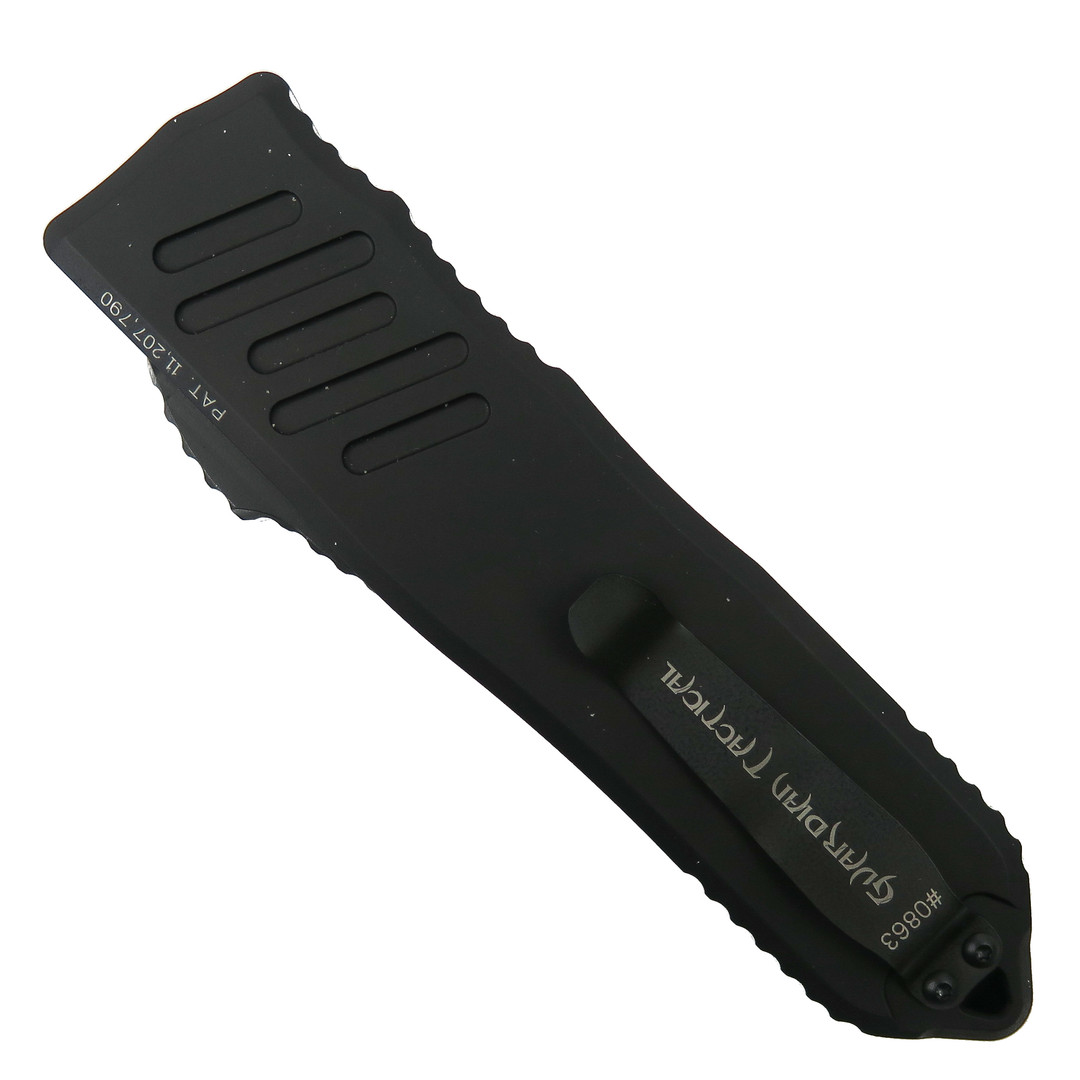 Guardian Tactical Black RECON-040 OTF Auto Knife, Black Drop Point Blade, Clip View