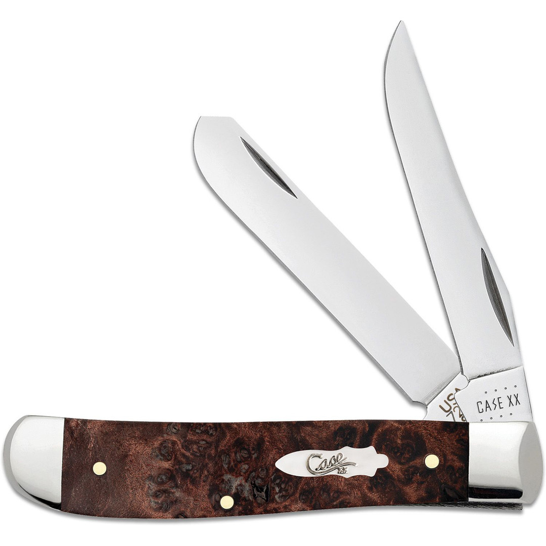 Case Brown Maple Burl Wood Mini Trapper Pocket Knife