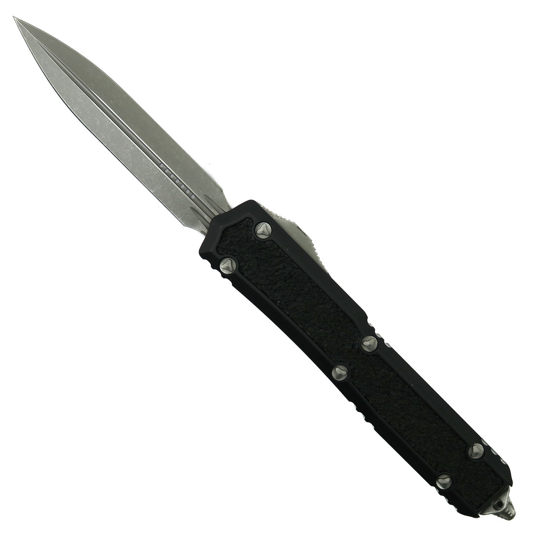 Microtech Signature Series Makora OTF Knife,  Apocalyptic Stonewash Dagger Blade