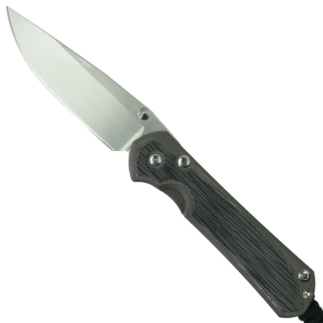 Chris Reeve S31-1200 Small Sebenza 31 Black Canvas Micarta Knife, Magnacut Stonewash Drop Blade