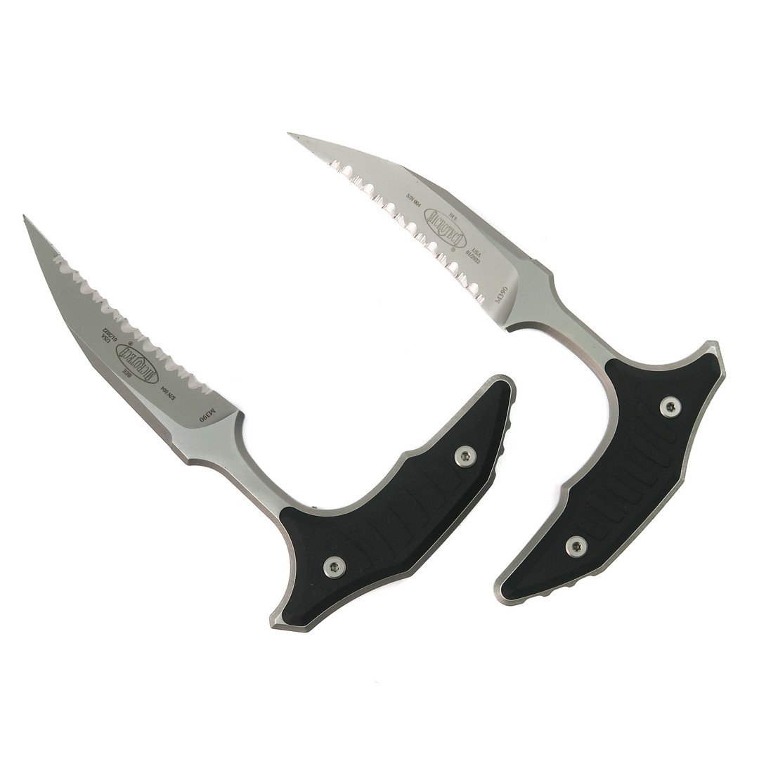 Microtech Signature Series Black G10 Bastinelli Double Bee Push Daggers, Serrated Blades