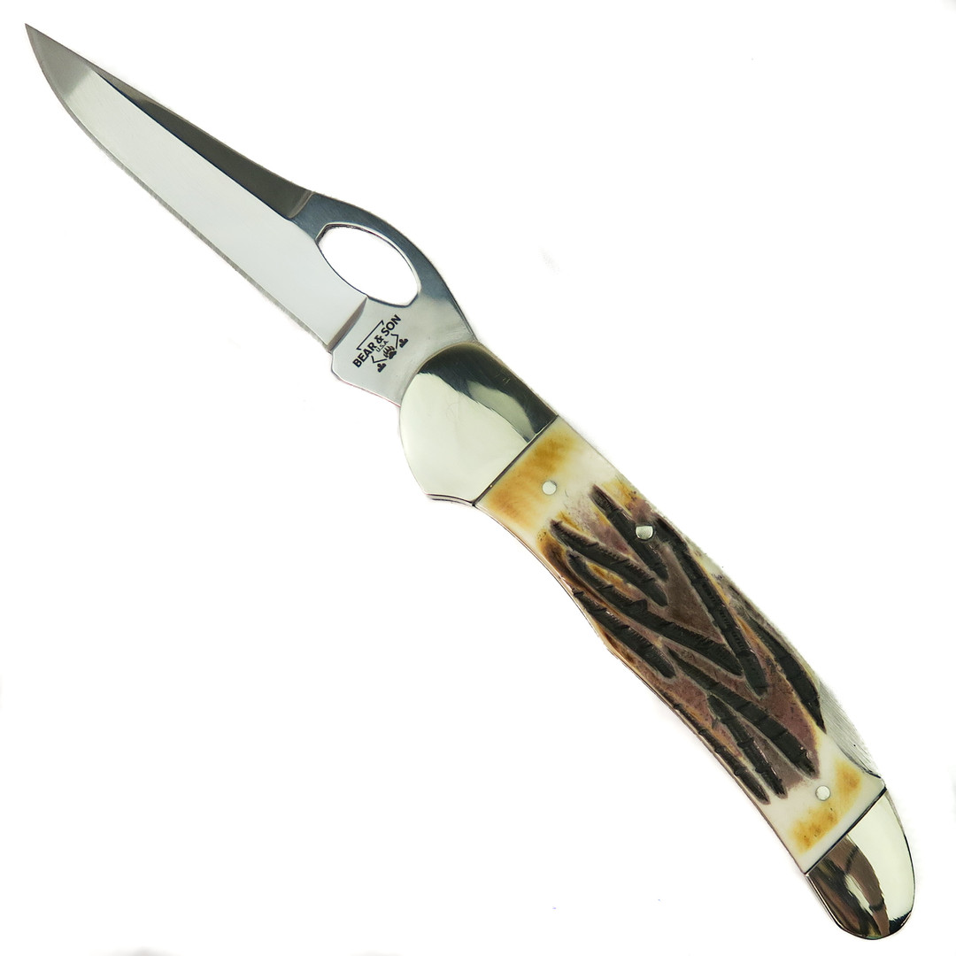 Bear & Son 5150L Genuine India Stag Bone Cowhand Knife