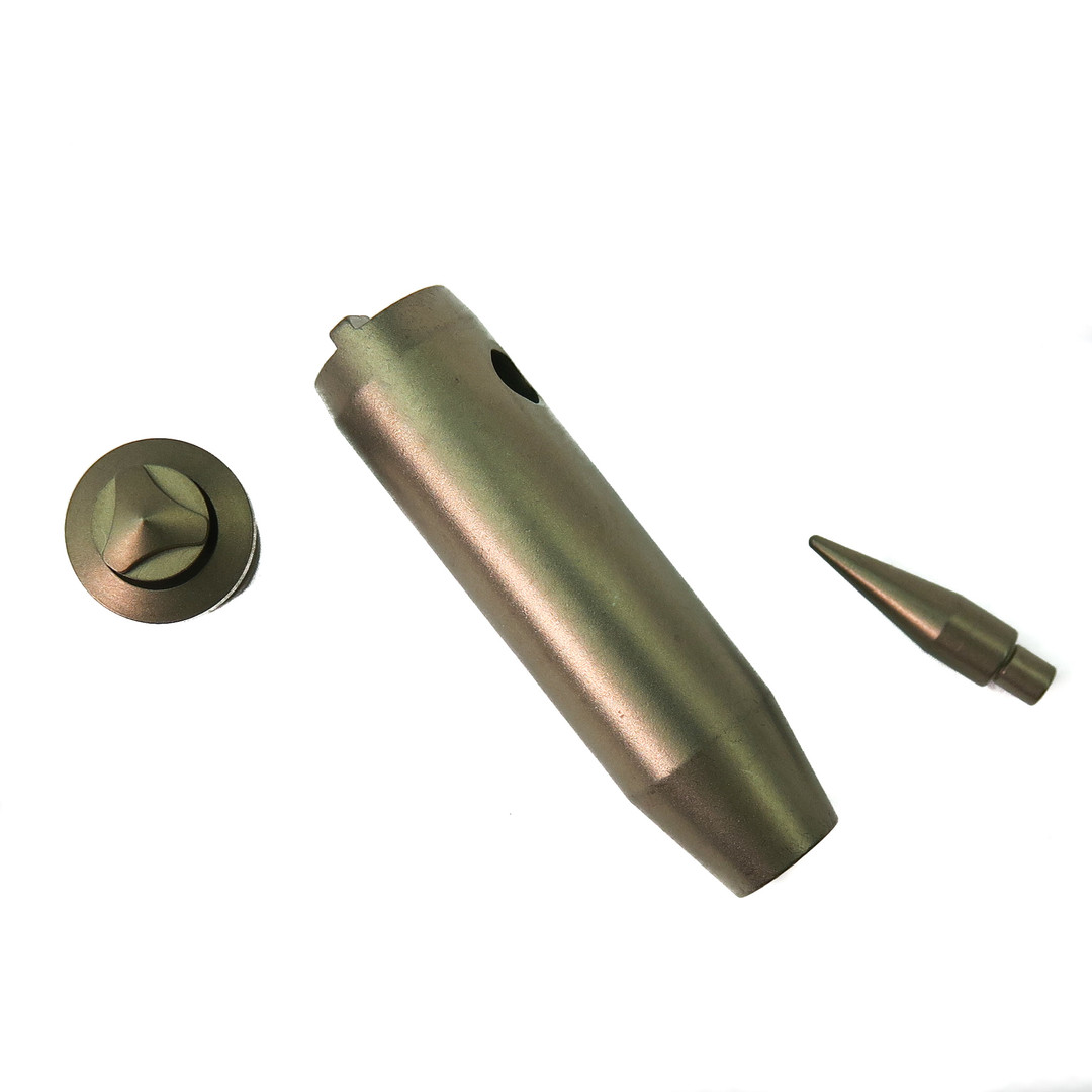 Microtech Marfione Custom Apis Brown Water Buffalo Leather Bronze Titanium Belt,  Hardware