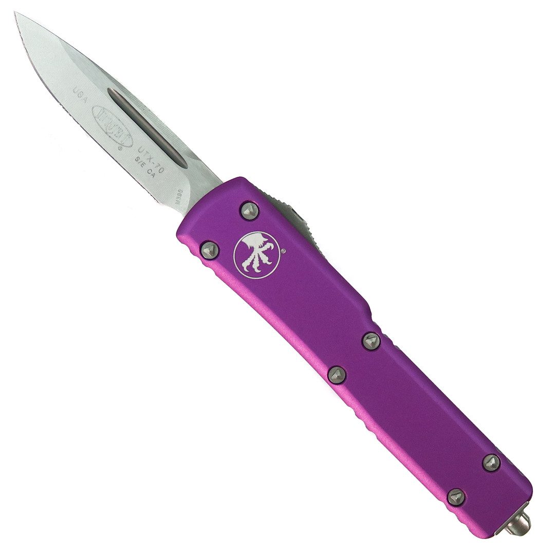 Microtech Violet CA Legal UTX70 OTF Knife, Stonewash Blade