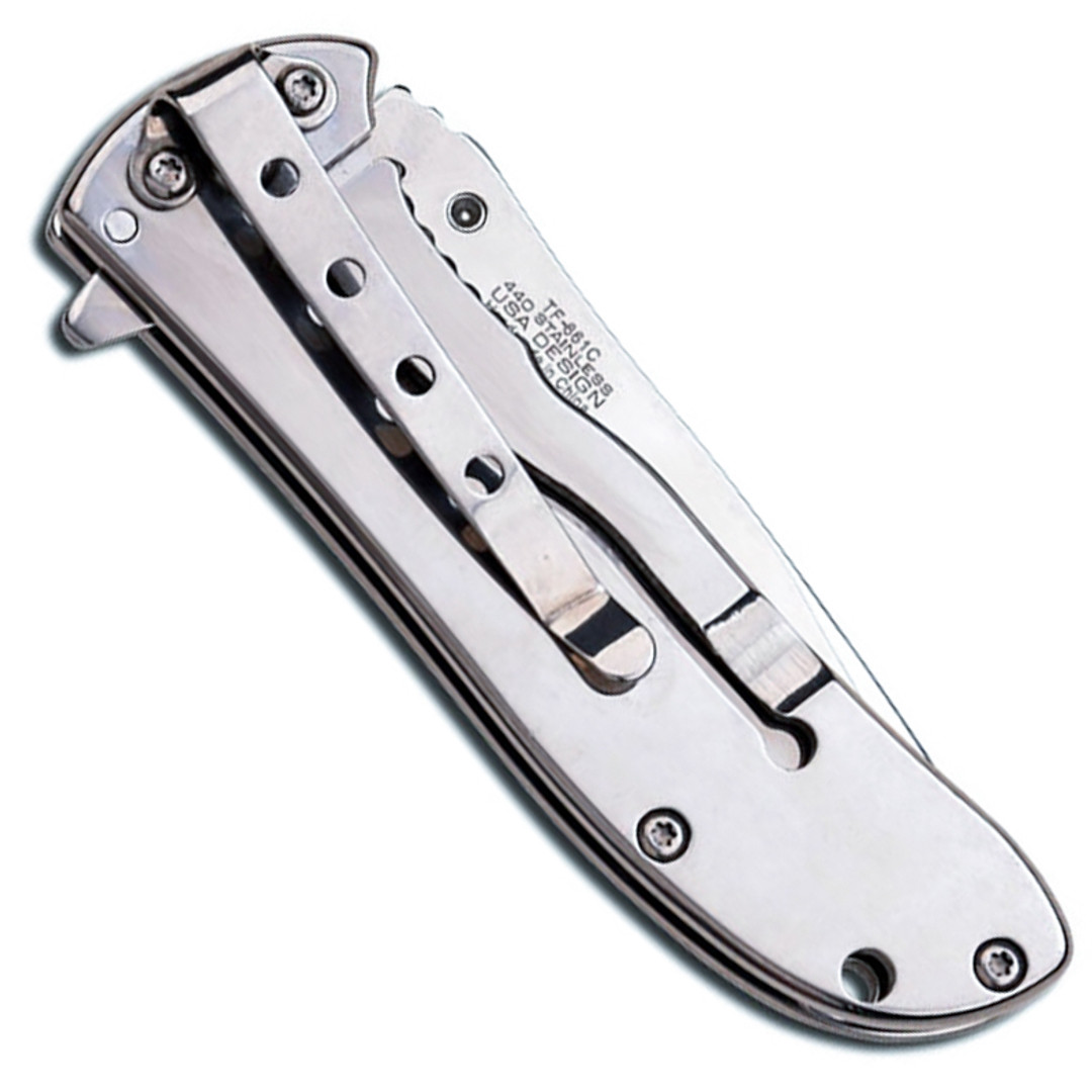 Tac-Force Stainless Steel Mirror Polished Spring Assisted Knife, Clip View