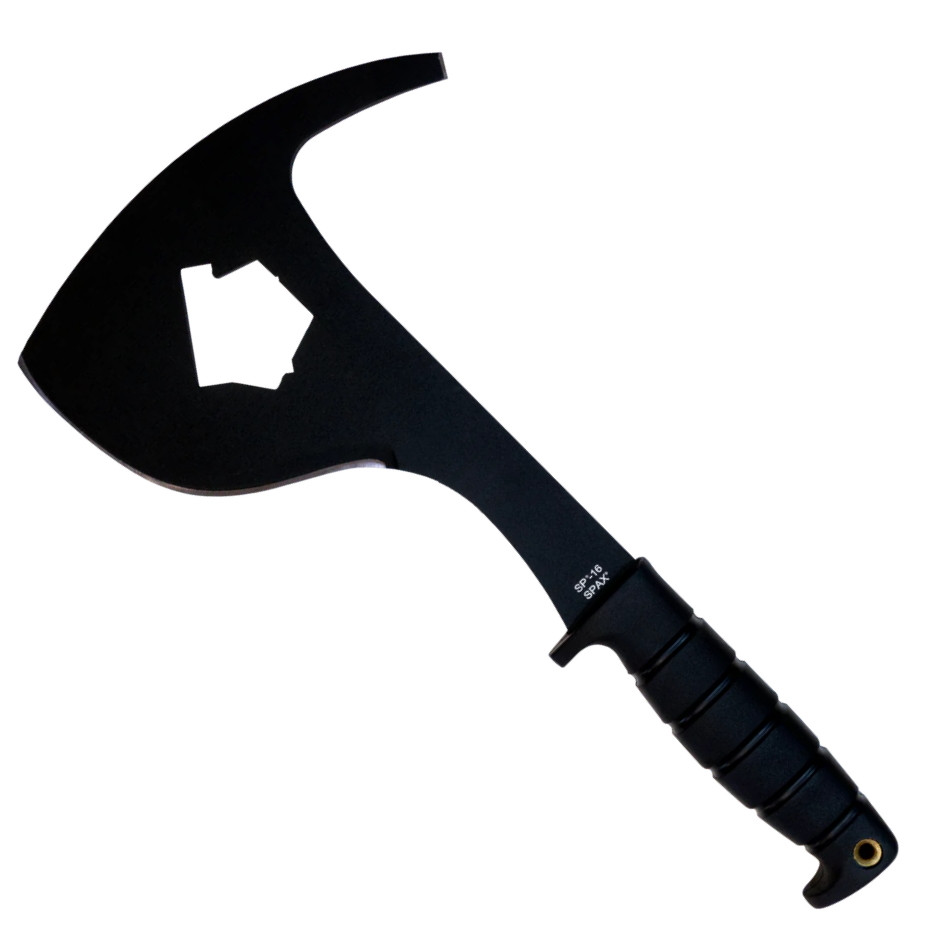 Ontario SP-16 Black SPAX Firefighter Tool Fixed Blade Knife | BladeOps