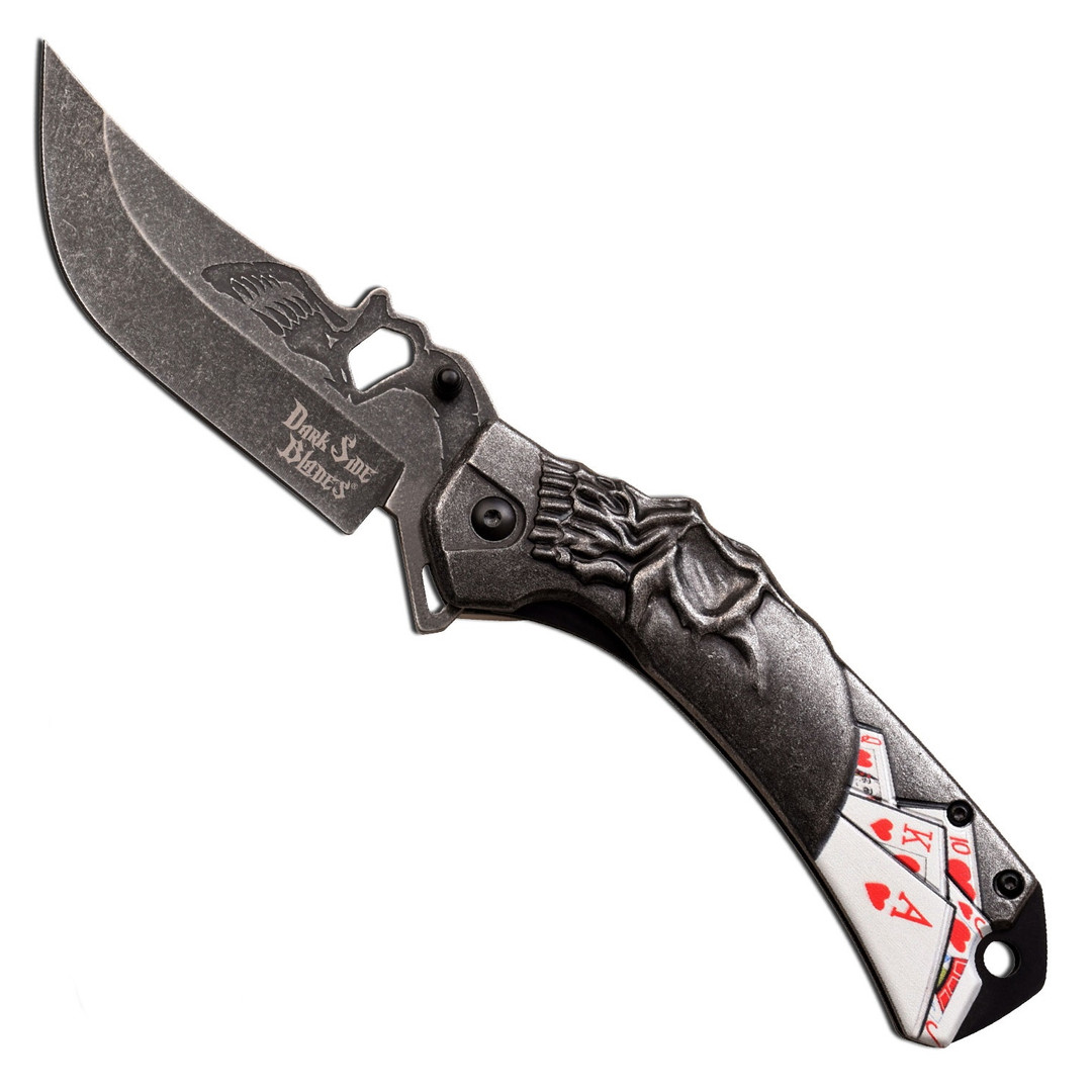 Dark Side Blades DS-A091RH Skull Black Spring Assisted Knife