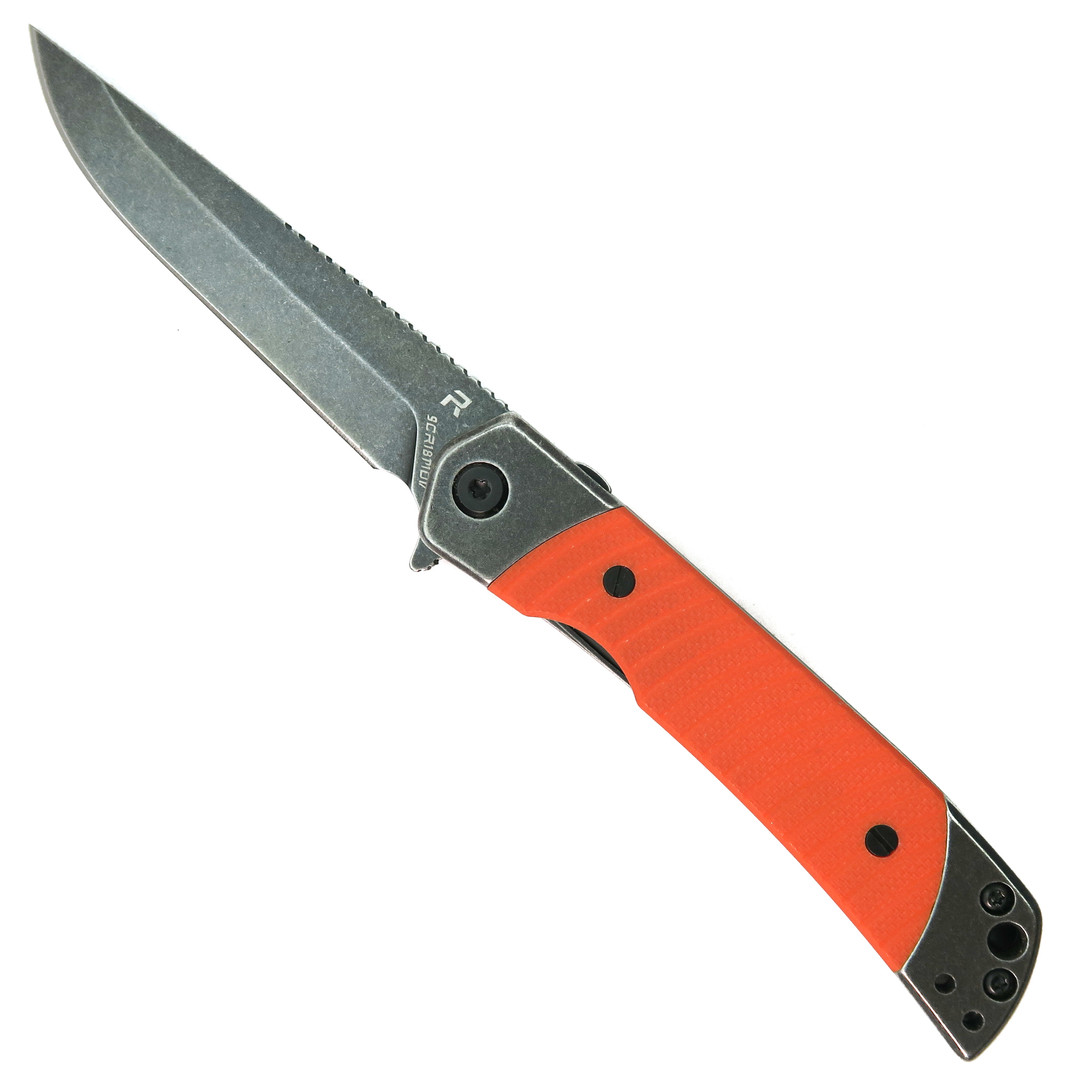 REVO Duo Orange Drop Point Frame Lock Knife