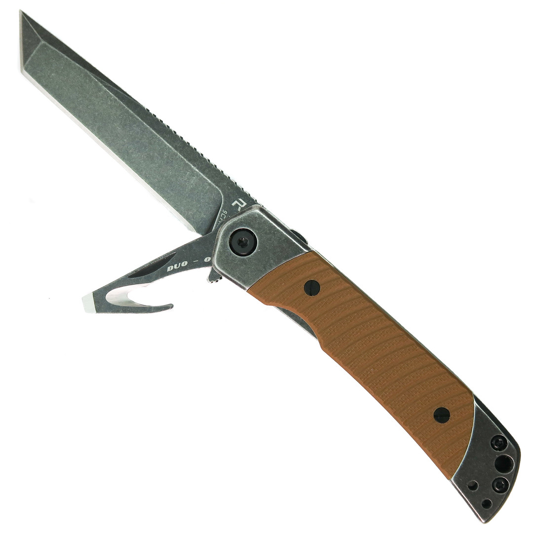REVO Duo Brown Tanto Liner Lock Knife, Multitool View