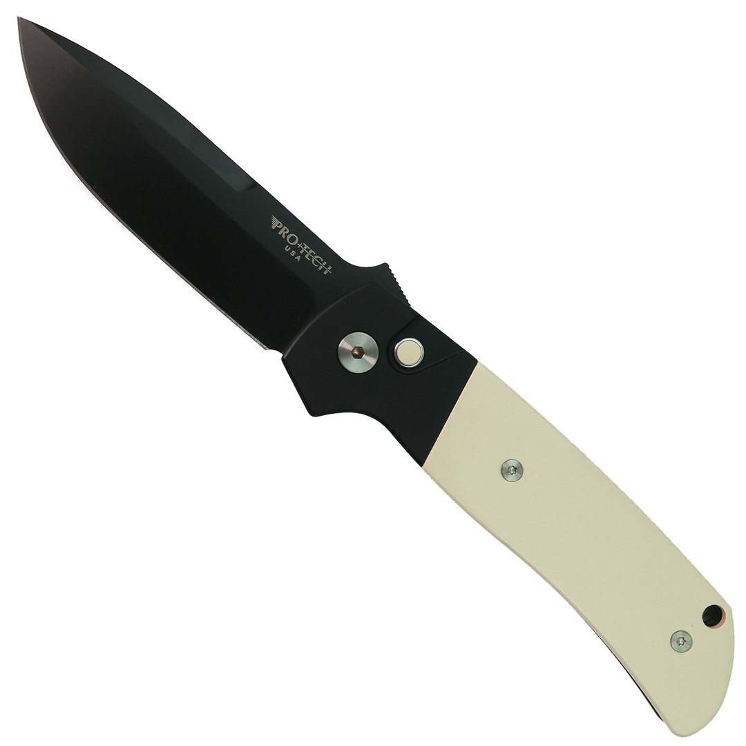 Pro-Tech Terzuola ATCF Ivory Micarta Auto Knife, DLC Black Magnacut Blade