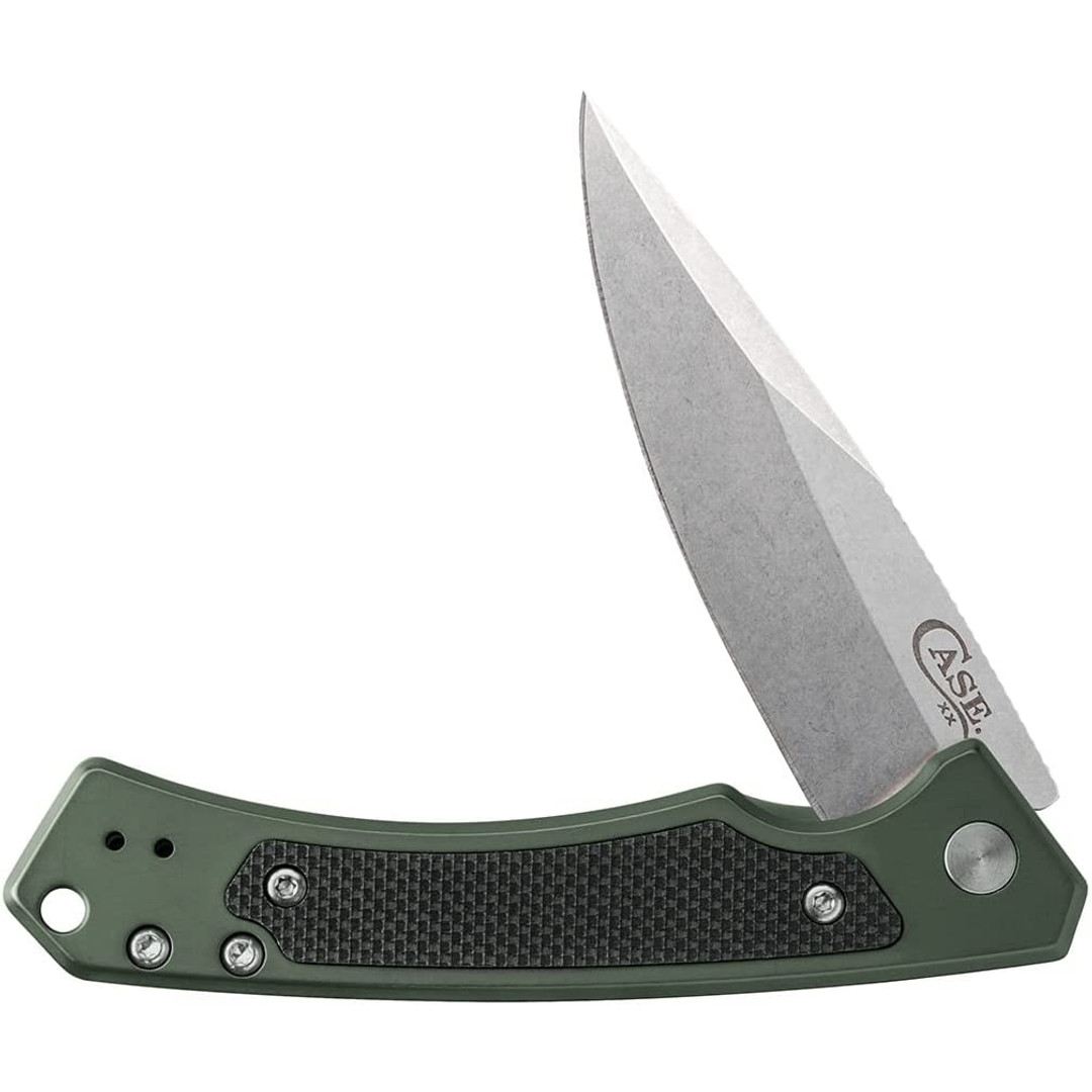 Case OD Green Marilla Flipper Knife, S35VN Stonewash Blade