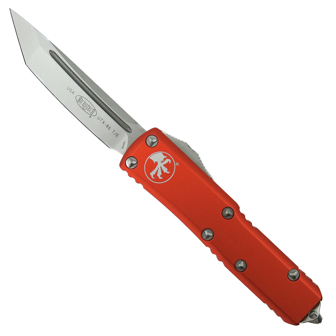 Microtech Orange UTX-85 OTF Auto Knife, Stonewash Tanto Blade