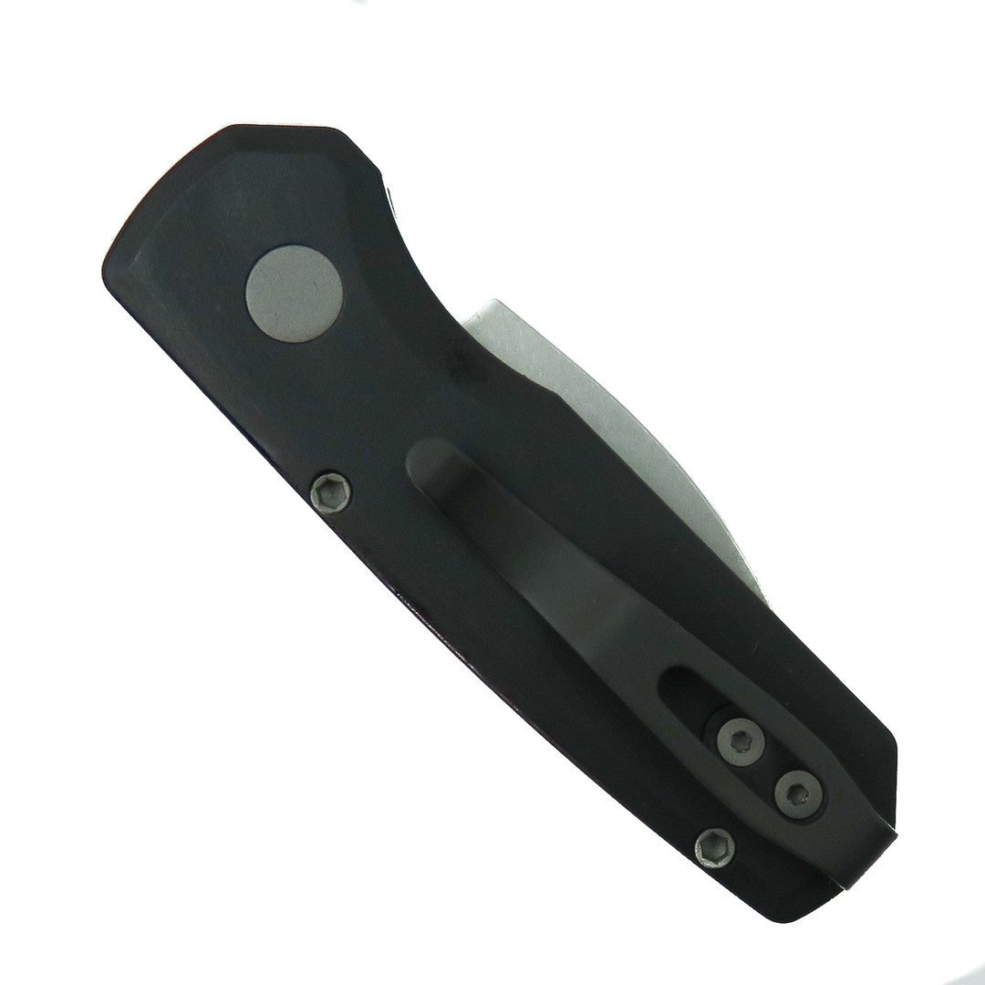 Pro-Tech Black Runt 5 Auto Knife, Wharncliffe Stonewash Magnacut Blade, Clip View