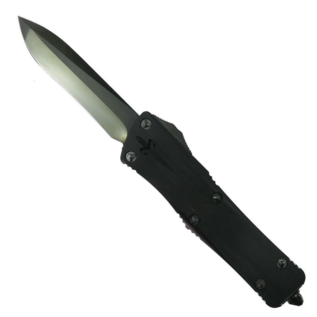 Marfione Custom Troodon OTF Knife, DLC Diamondwash Recurve Blade