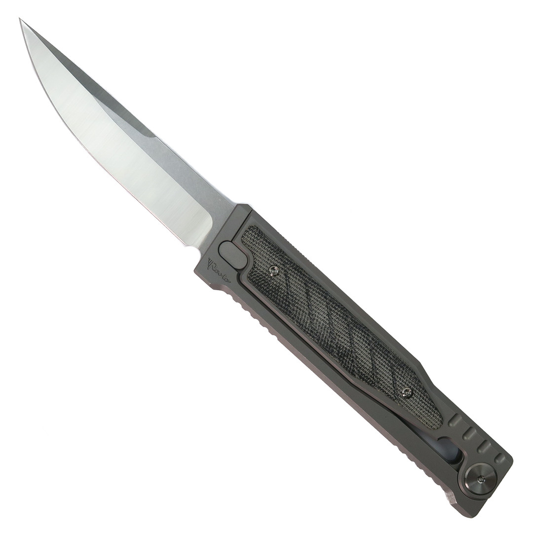 Reate Black Micarta EXO Gravity Knife, Drop Point Satin Blade