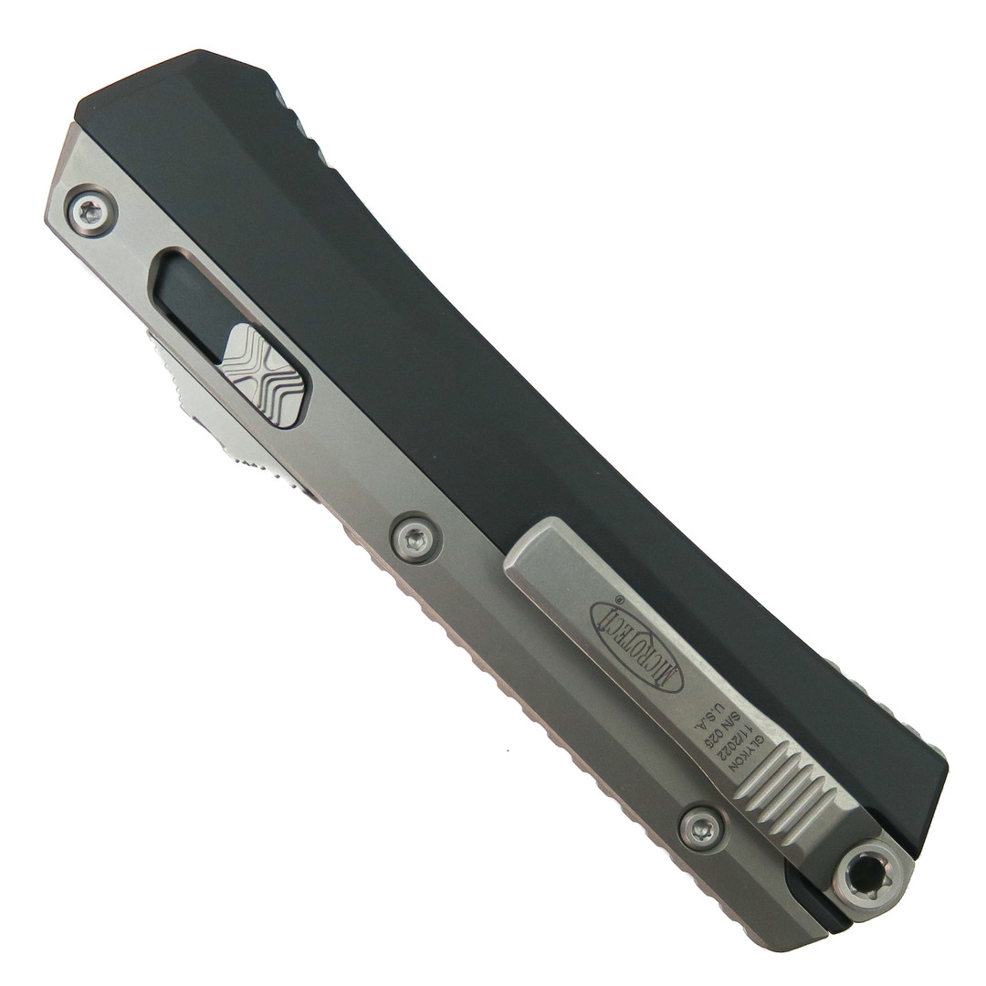 Microtech Glykon OTF Automatic Knife, Stonewash Bayonet Blade, Clip View