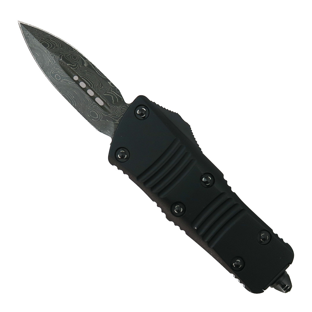 Microtech Signature Series Mini Troodon CA Legal OTF Auto Knife, Damascus Blade