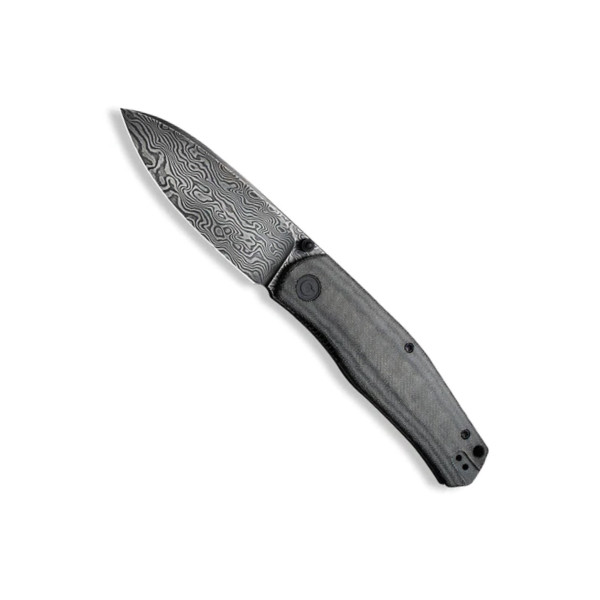 CIVIVI Black Linen Micarta Sokoke Front Flipper Knife, Damascus Blade