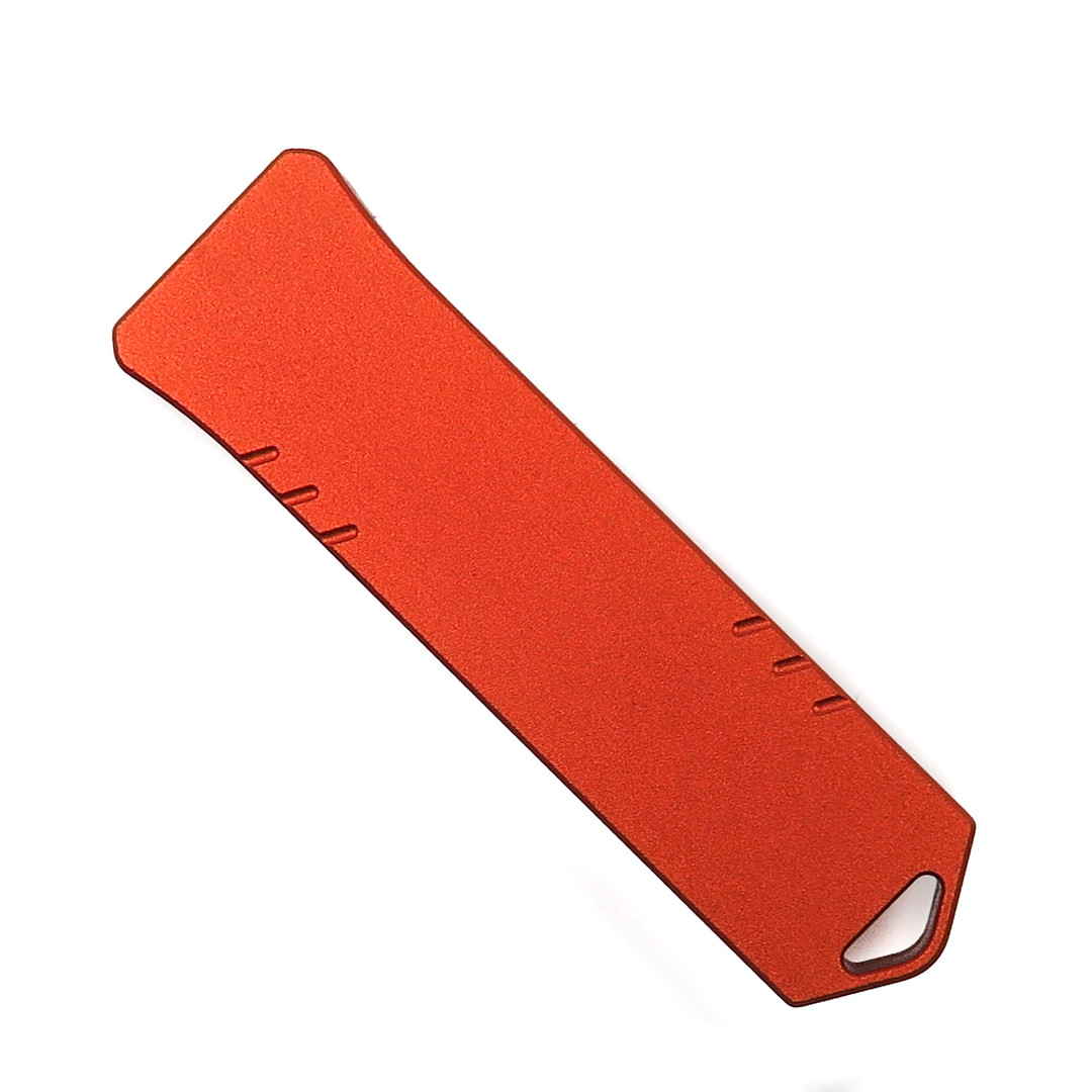 Boker SCRATCH & DENT Plus Burnt Orange USB OTF Auto Knife, Black Stonewash D2 Blade, Back View