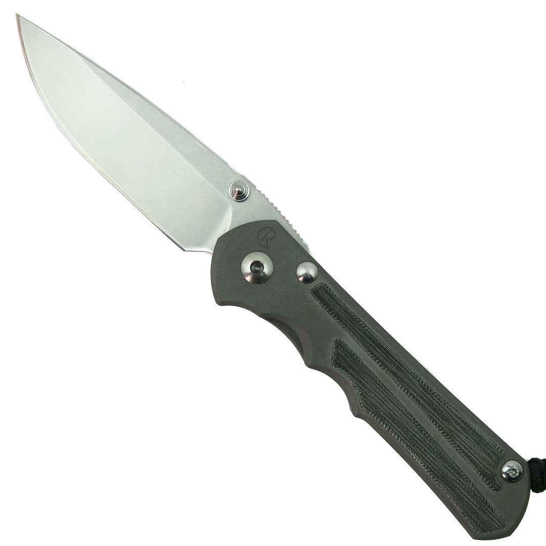 Chris Reeve LIN-1012 Large Inkosi Insingo Titanium Folder Knife, Black Canvas Micarta, CPM-S45VN Stonewash Blade