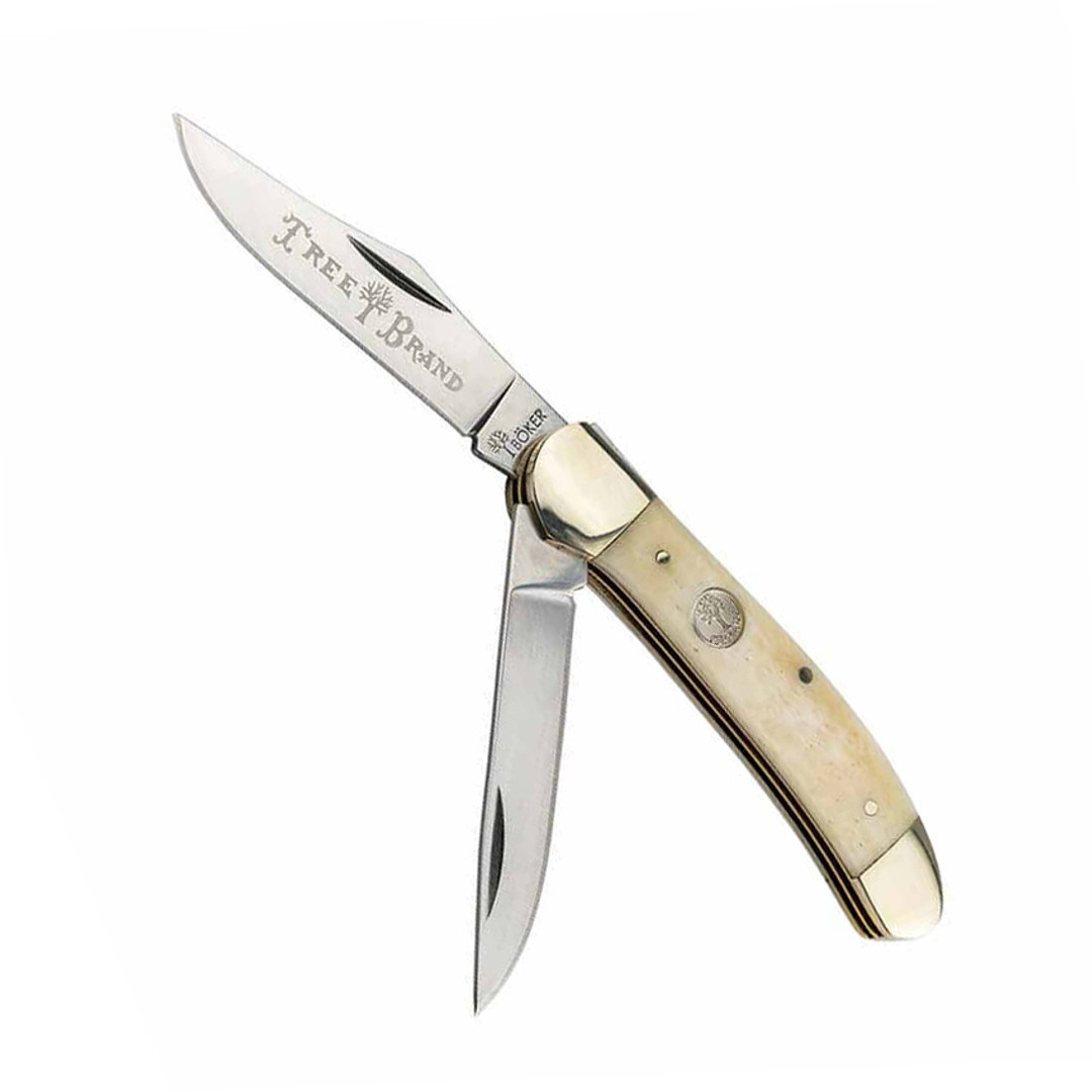 Boker Traditional Series 2.0 Copperhead Smooth White Bone Handles Folding Knife, D2 Blade