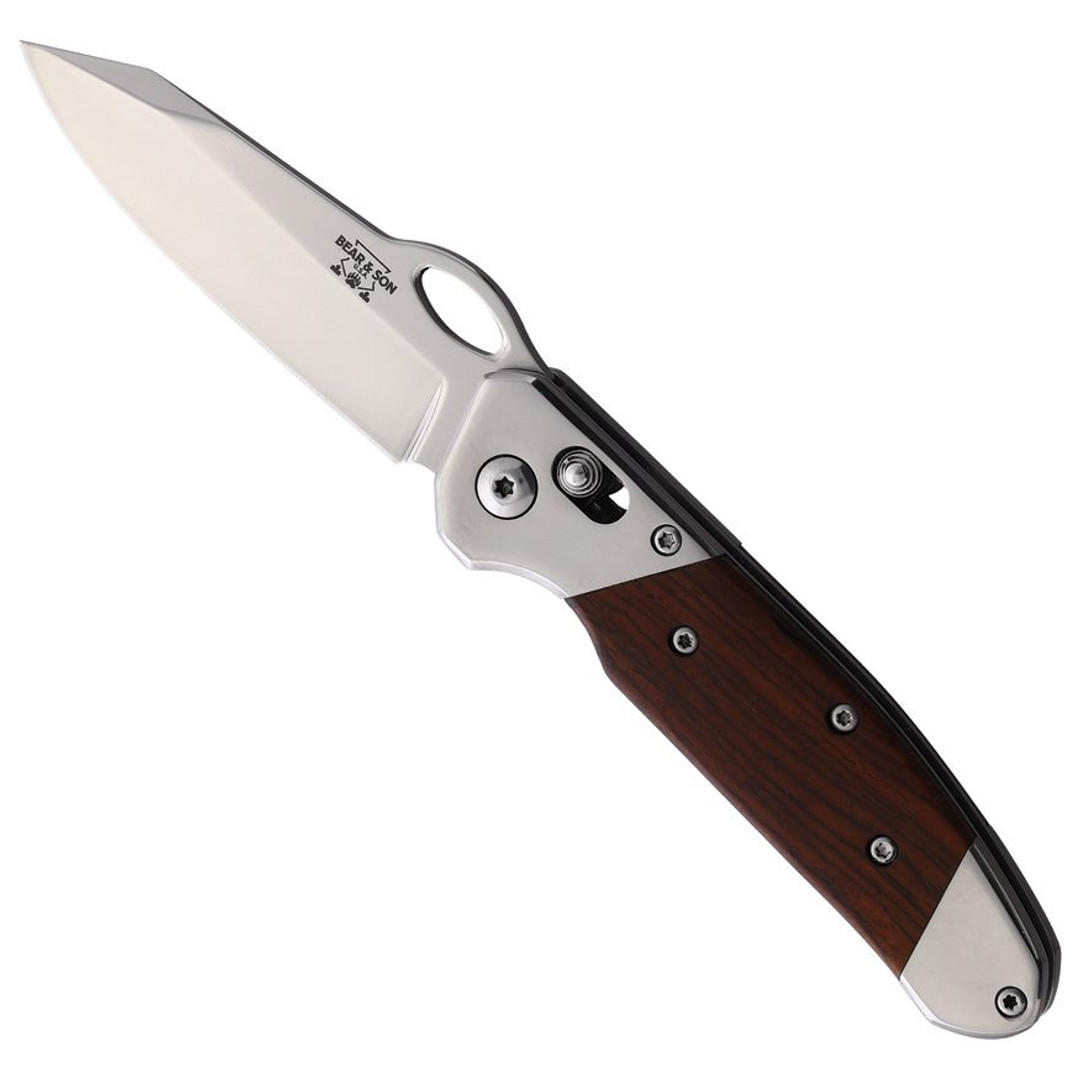 Bear & Son Cocobolo Slide Lock Knife, Satin Blade