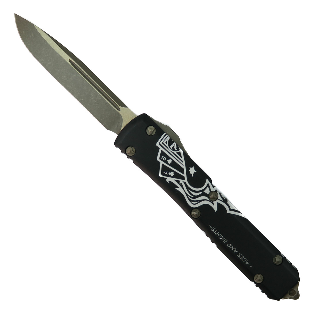 Microtech Signature Series Dead Man's Hand Ultratech OTF Auto Knife, Bronzed Apocalyptic Blade