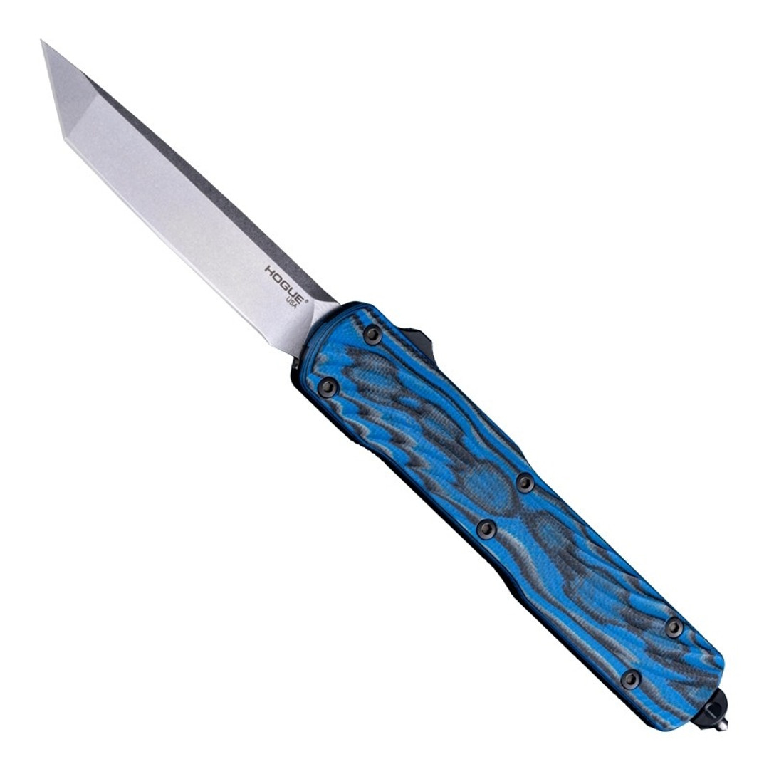 Hogue Knives Blue Lava G Mascus Counterstrike OTF Auto Knife,  Tumbled Tanto Blade