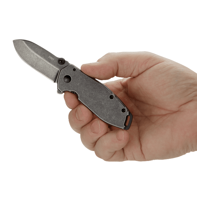 CRKT SCRATCH & DENT Squid Assisted Black Knife, hand view