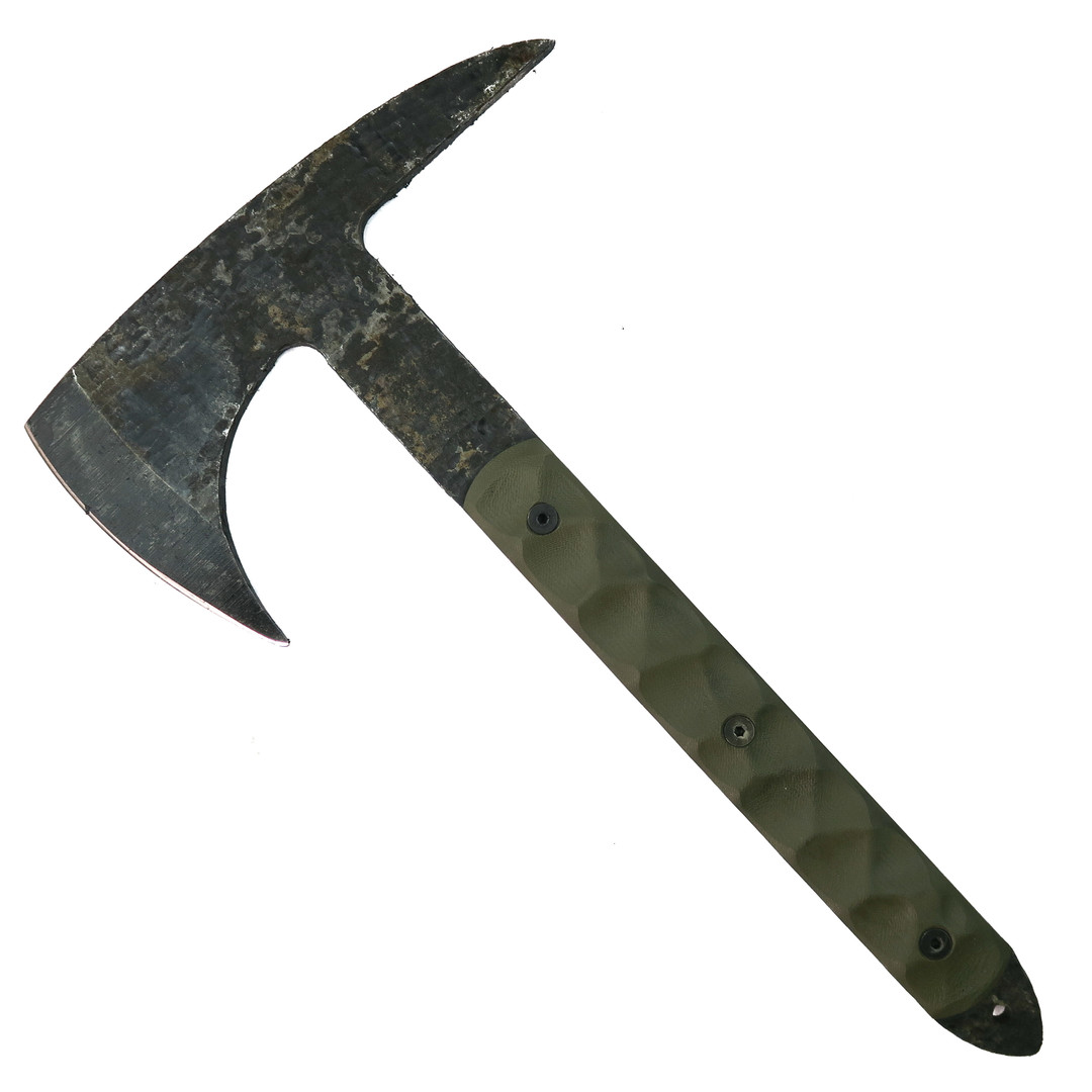 Stroup Knives OD Green Spike Tomahawk, 1095 Carbon Steel Blade