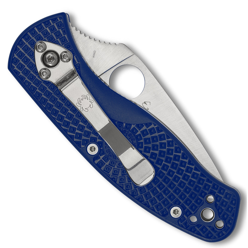 Spyderco Blue Lightweight Persistence Knife, Spyderedge S35VN Satin Blade, Clip View
