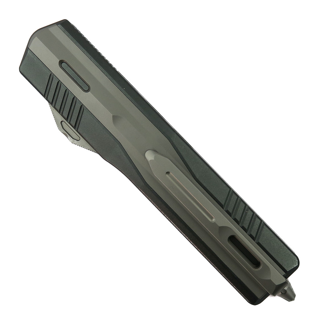 No Limit Knives Grey Nightstalker II OTF Knife, Single Edge, Clip View