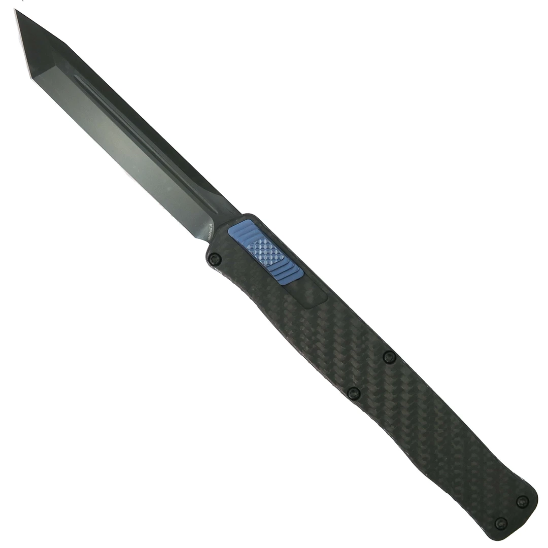 Heretic Knives Carbon Fiber Cleric II OTF Knife, Black DLC Tanto Blade