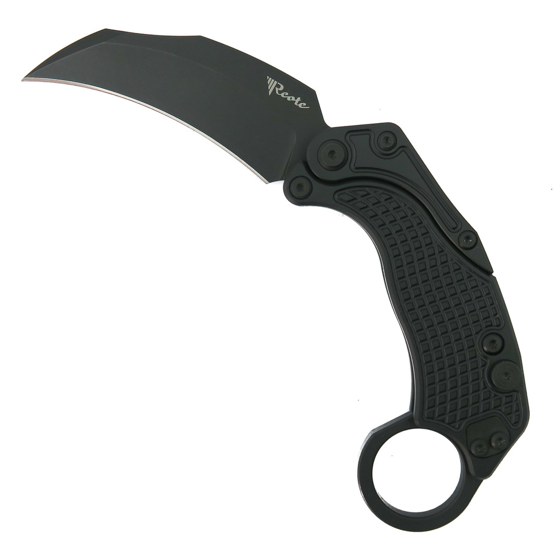 Reate EXO K Black Gravity Knife, Black PVD Hawkbill Blade 