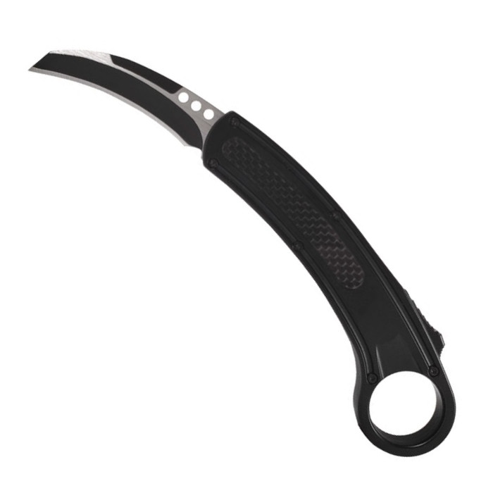 ArchAngel Carbon Fiber OTF Knife, Black Karambit Blade