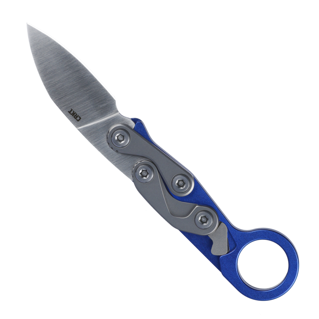 CRKT Blue Aluminum Provoke EDC Kinematic Karambit Knife, Satin D2 Blade, Reverse View