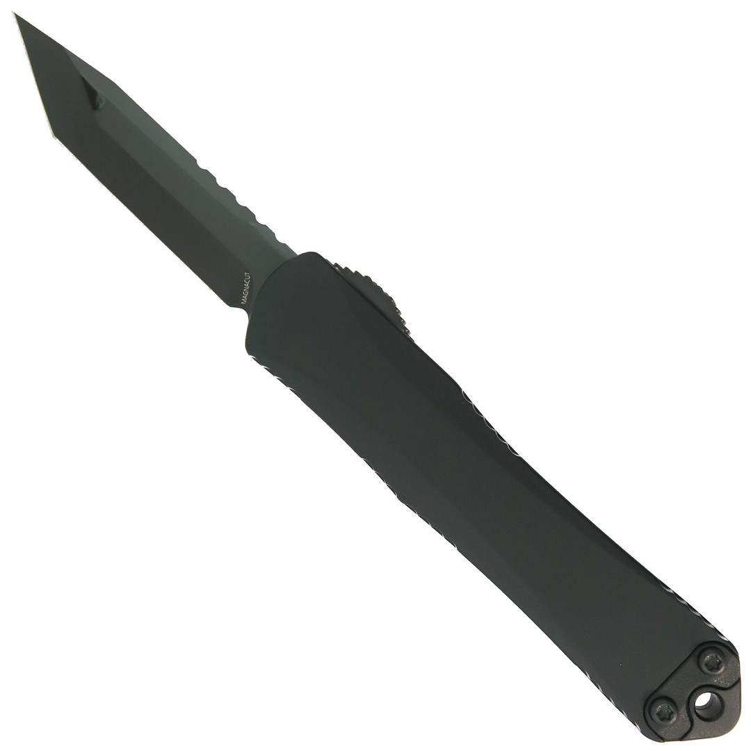 Heretic Knives Manticore S Black Aluminum OTF Knife, Black Tanto Blade
