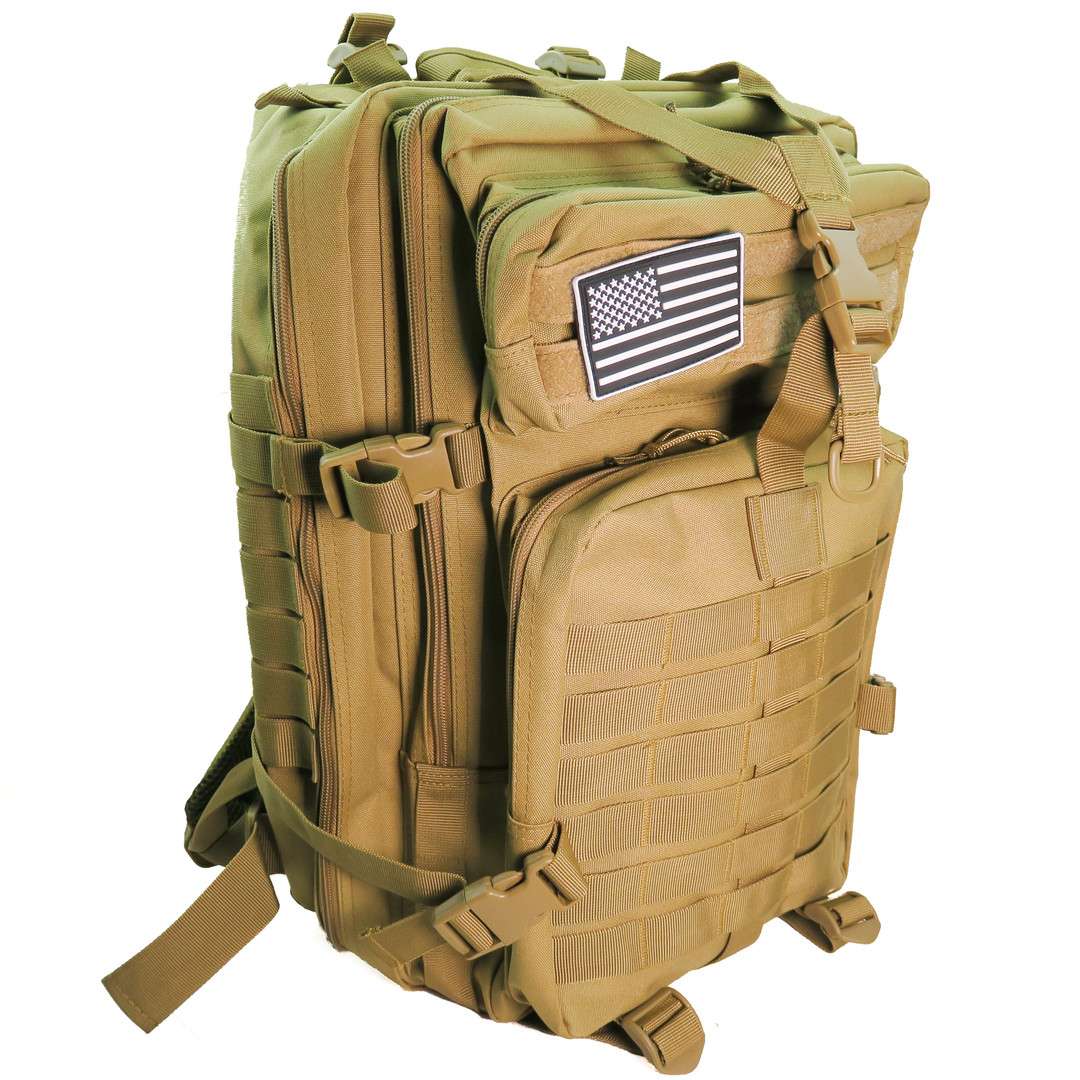 SurvivalGrid 40L Backpack, Desert Tan, Side View