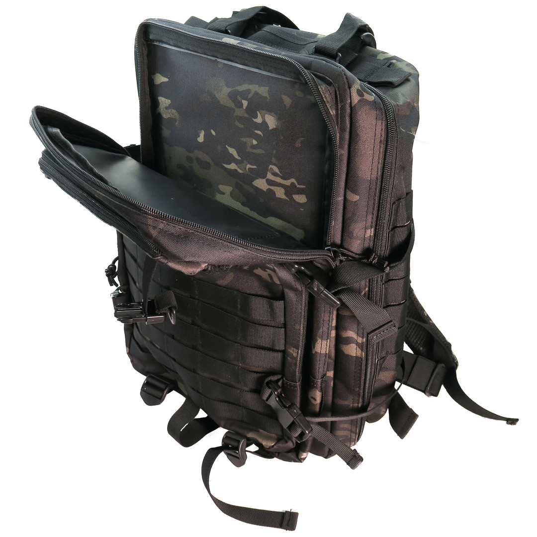 SurvivalGrid 40L Backpack, Dark Camo, Secondary Pocket View
