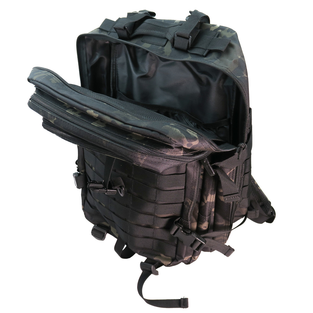 SurvivalGrid 40L Backpack, Dark Camo, Pocket View