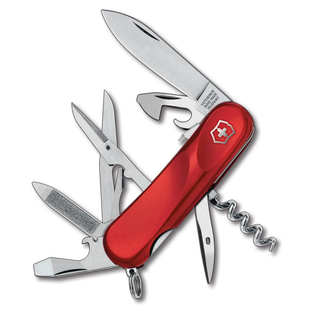 Victorinox Swiss Army Locking Evolution S14 Multi-Tool Knife, Red Handle