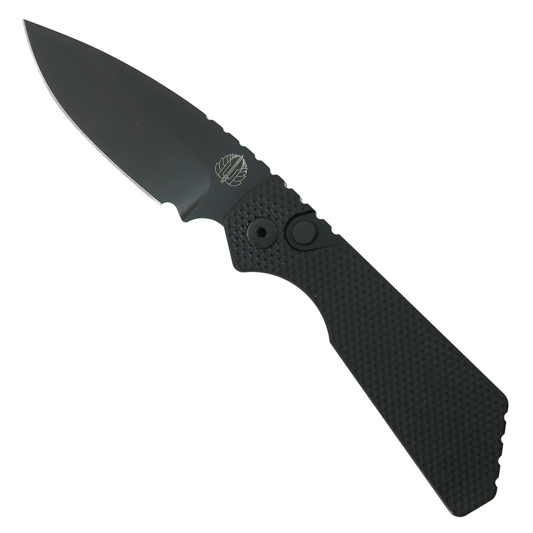 Pro-Tech Black Textured Strider PT+ Auto Knife, DLC Black MagnaCut Blade
