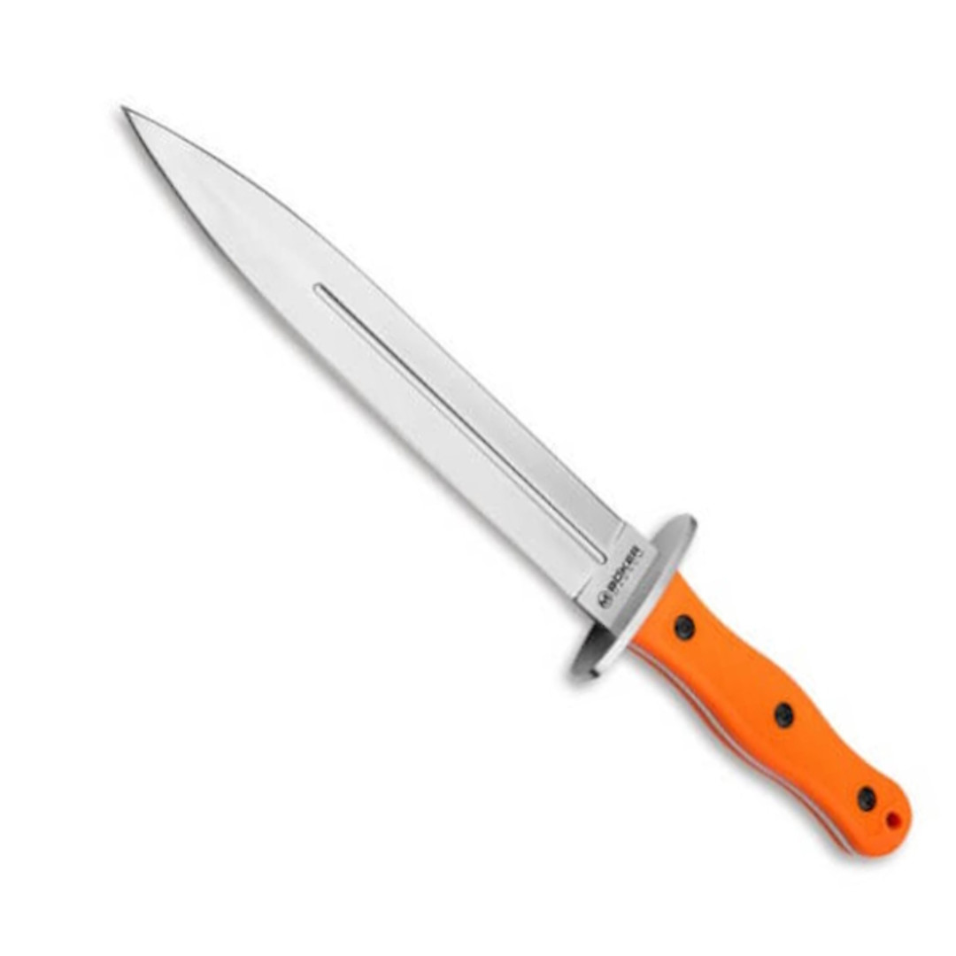 Boker Magnum HL Boar Dagger Fixed Blade Knife, Orange TPR Handle