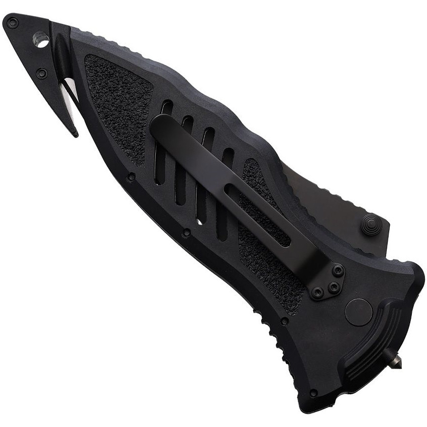 Blackhawk! CQD Large Folding Knife, Black Combo Drop Point Blade