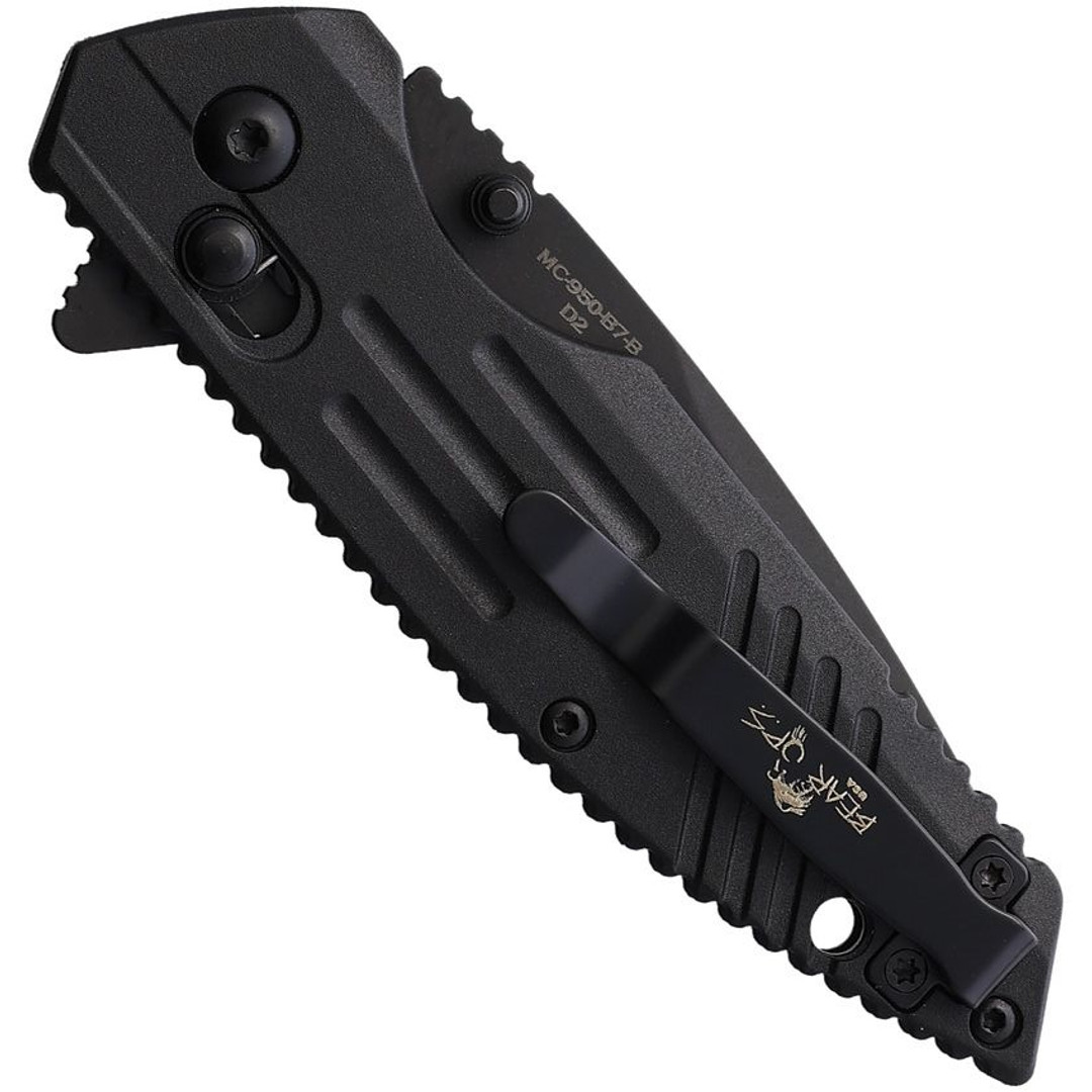 Bear Ops Rancor IX Zytel Flipper Knife, Black Drop Point Blade, Clip View