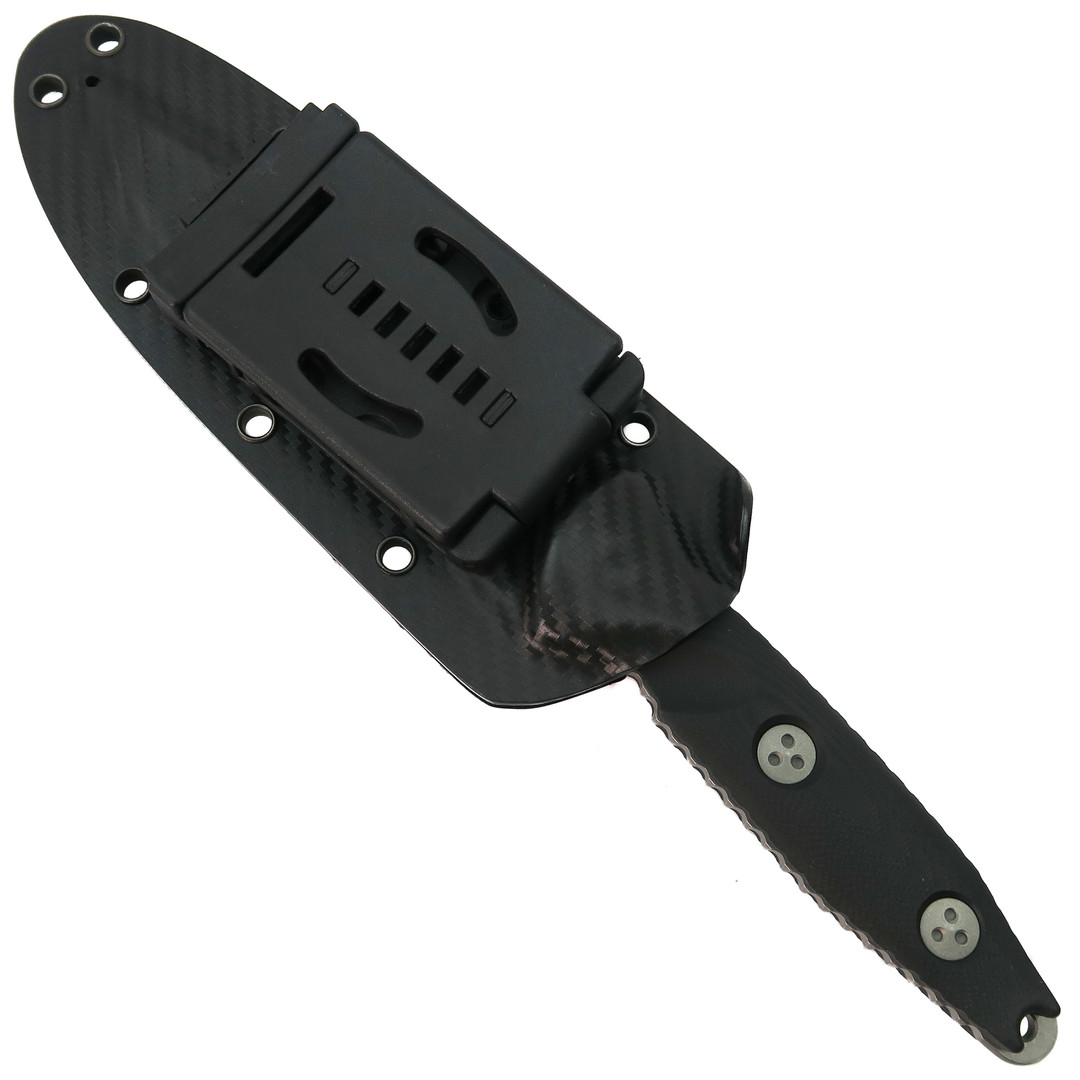 Microtech Socom Alpha S/E Apocalyptic Fixed Blade Knife, Stonewash Combo Blade, Clip View