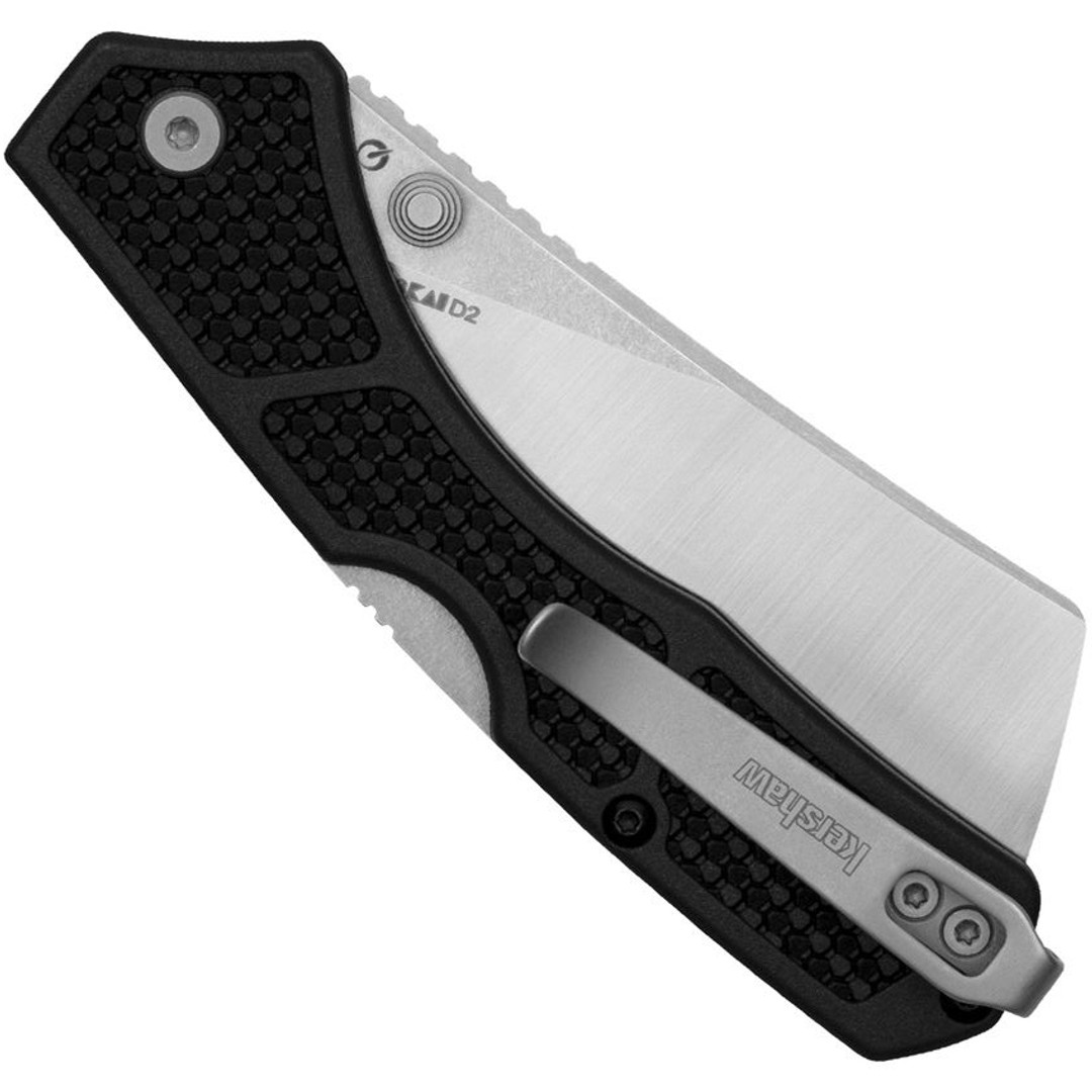 Kershaw Hatch Folding Knife, Two-Tone Cleaver Blade, Clip View