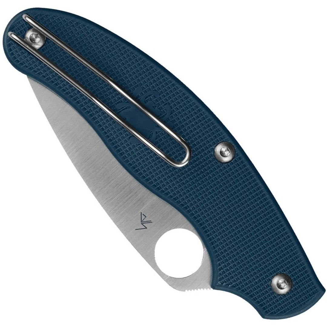 Spyderco UK Penknife Folding Knife, Cobalt Blue Handle, Clip View
