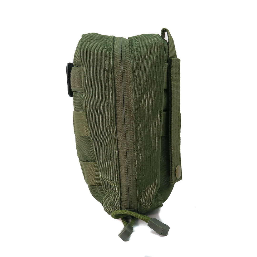 SurvivalGrid First Aid Survival Kit MOLLE Bag, OD Green, Side View